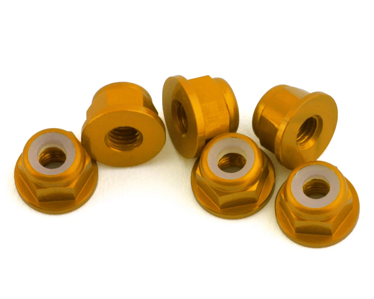 1 UP 870703 3mm Aluminum Flanged Locknuts (Gold) (6)
