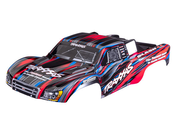 TRAXXAS 6932-RED Body, Slash® 4X4, red (painted, decals applied) (assembled with front & rear body mount latches for clipless mounting)