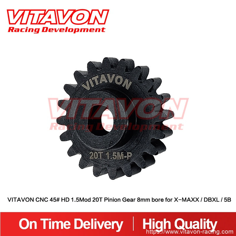VITAVON XMAX156 Pinion Gear 8mm Bore 20T CNC 45# HD 1.5Mod For X-MAXX / DBXL / 5B