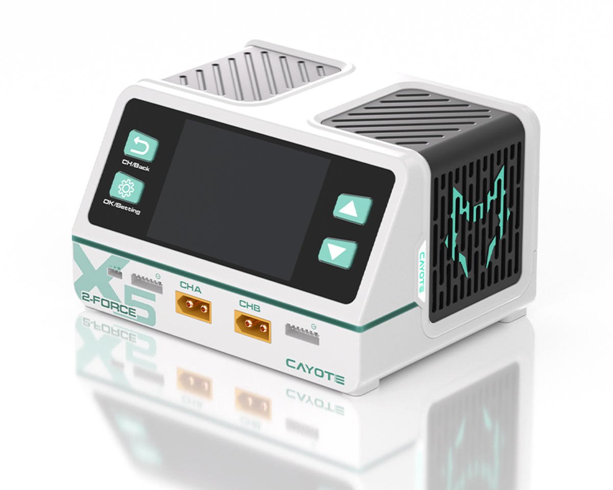 TEAM CAYOTE CYEG1022 2-Force X5 Racing Dual Battery Charger w/XT90 Charge Lead (6S/40A) (AC 500W/DC 1400W)