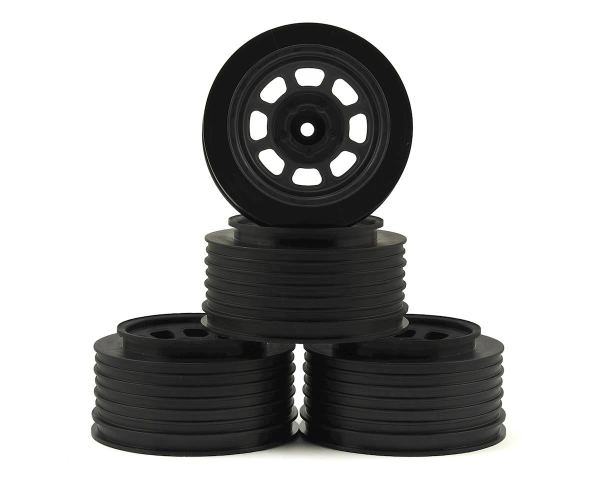 DE RACING DER-DS4-FB Speedway SC Short Course Dirt Oval Wheels (Black) (4) (19mm Backspace) (Slash Front) w/12mm Hex