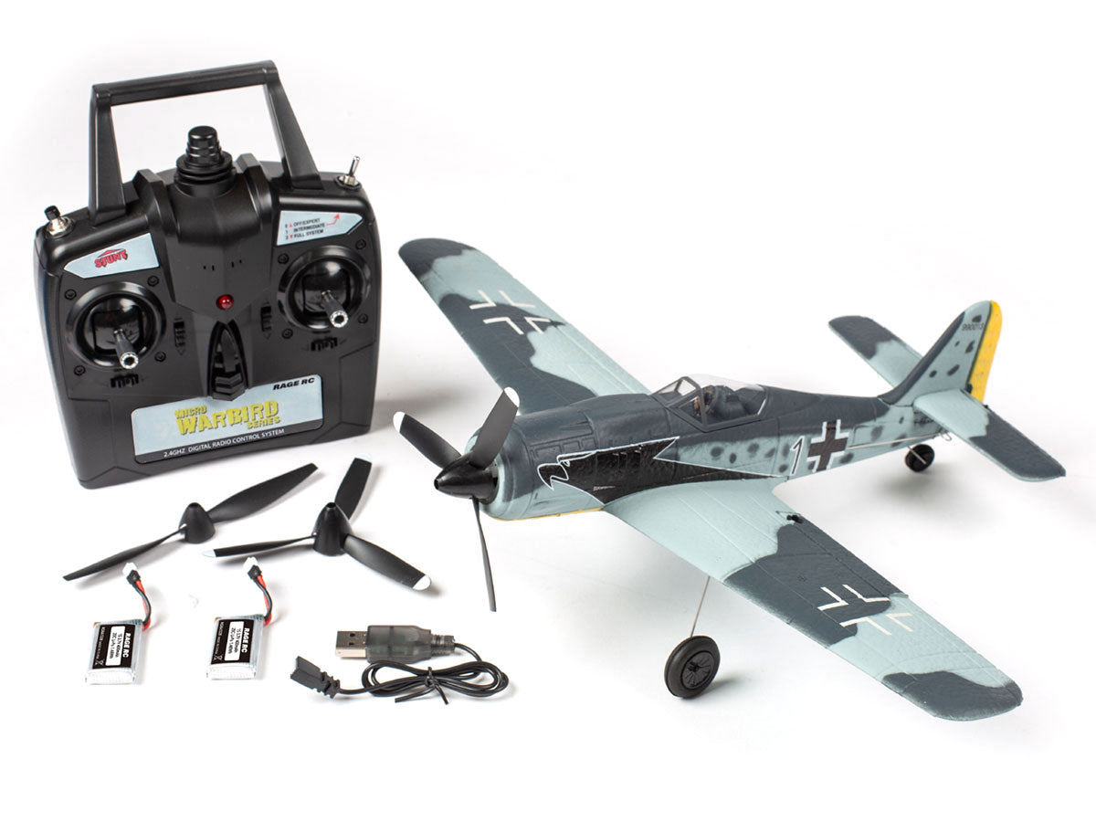RAGE RGRA1308 Focke-Wulf Fw 190 Micro RTF Airplane with PASS (Pilot Assist Stability Software) System