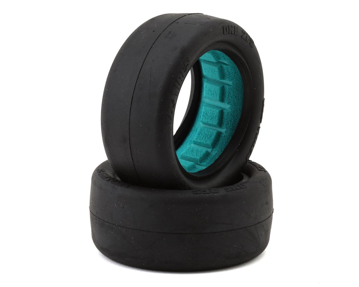 TZO 202 TIRES ONE-2FS-T1 2FS 2.2" 2WD Front 1/10 Slick Buggy Tires (2) (Stiff Sidewall) (Gray) w/Foam Inserts