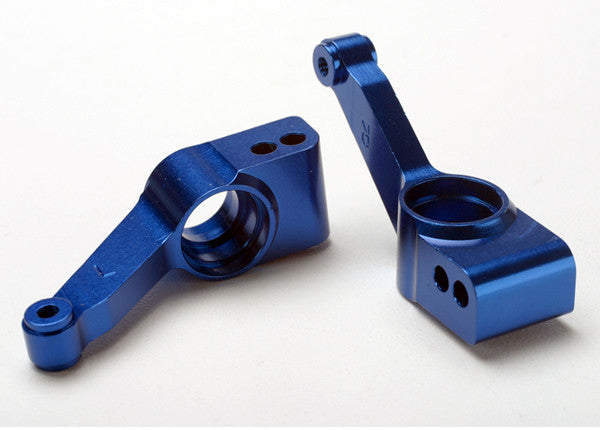TRAXXAS 1952X Carriers, stub axle (blue-anodized 6061-T6 aluminum)(rear)(2) : SLASH 4X4, STAMPEDE 4X4
