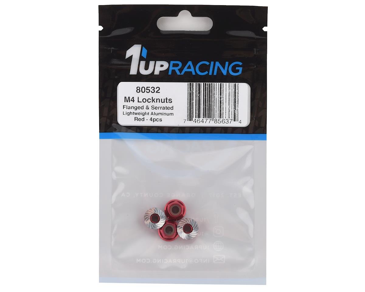 1 UP 80532 4mm Serrated Aluminum Locknuts Red