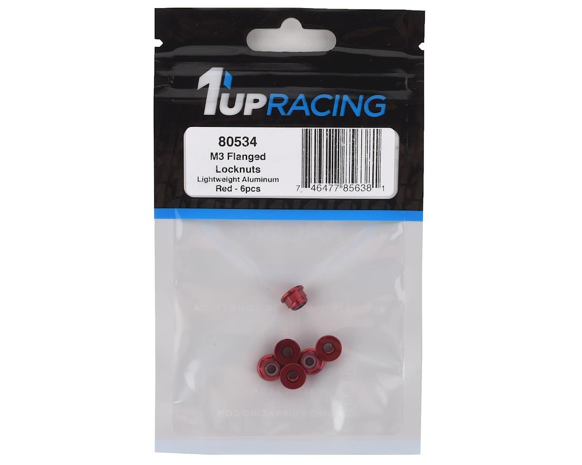 1 UP 80534 3mm Aluminum Flanged Locknuts Red