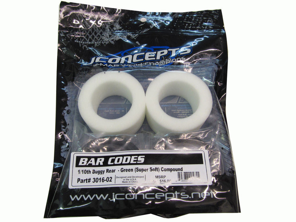 JCONCEPTS 3016-02 Bar Codes 2.2 Buggy Rear Tire Green (2)