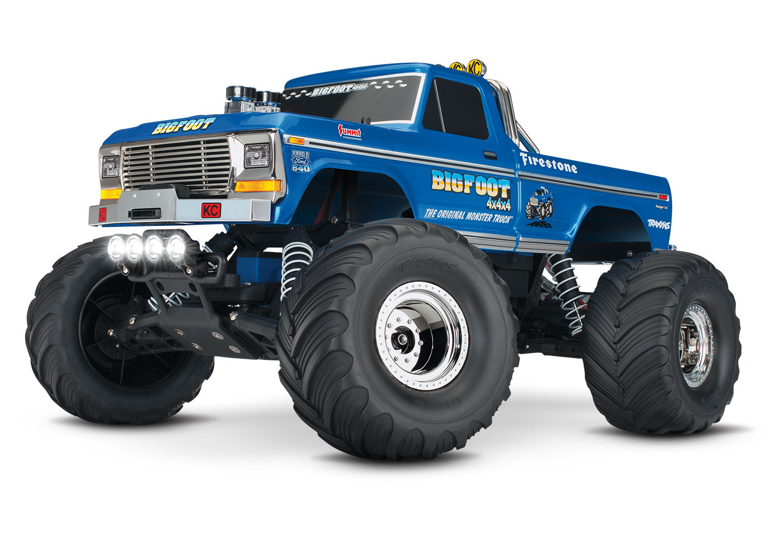 TRAXXAS 36034-61 BIGFOOT® No. 1 1/10 scale 2WD waterproof monster truck. RTR, with TQ™ 2.4GHz radio system, 8.4V NiMH 3000 mAh battery, 4-amp DC Peak Detecting Fast Charger, LED lighting, painted body.