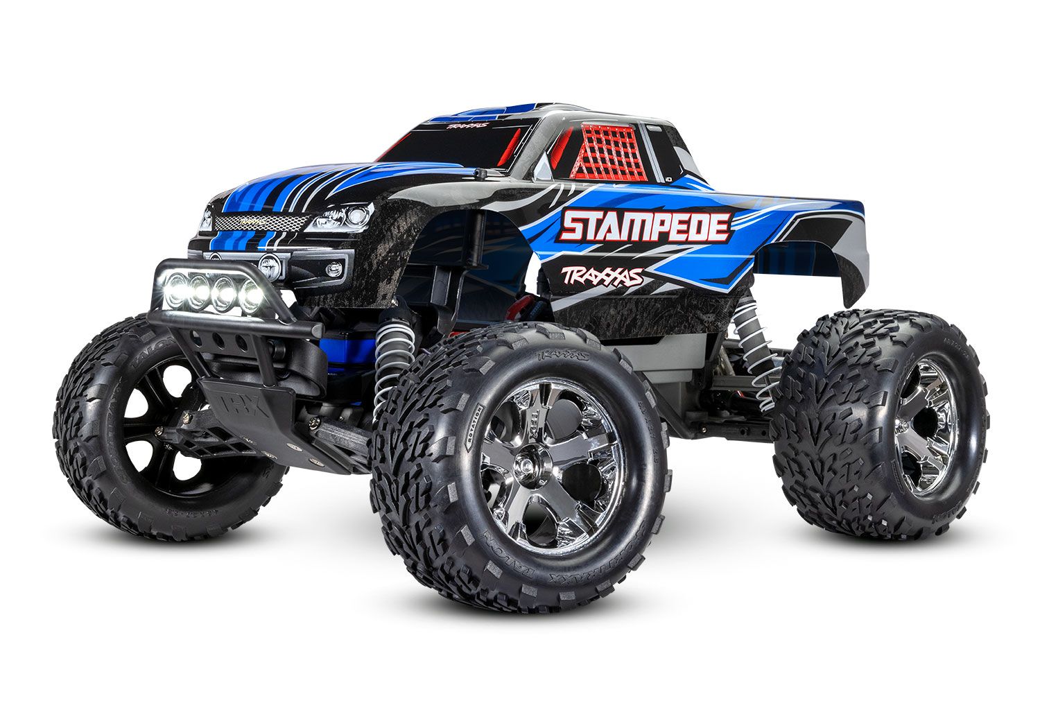 TRAXXAS 36054-61 Stampede 1/10 monster truck RTR, with TQ 2.4GHz radio, XL-5® ESC, 8.4V NiMH 3000 mAh Power Cell™ battery, 4-amp DC Fast Charger, LED lighting, and ProGraphix® painted body.