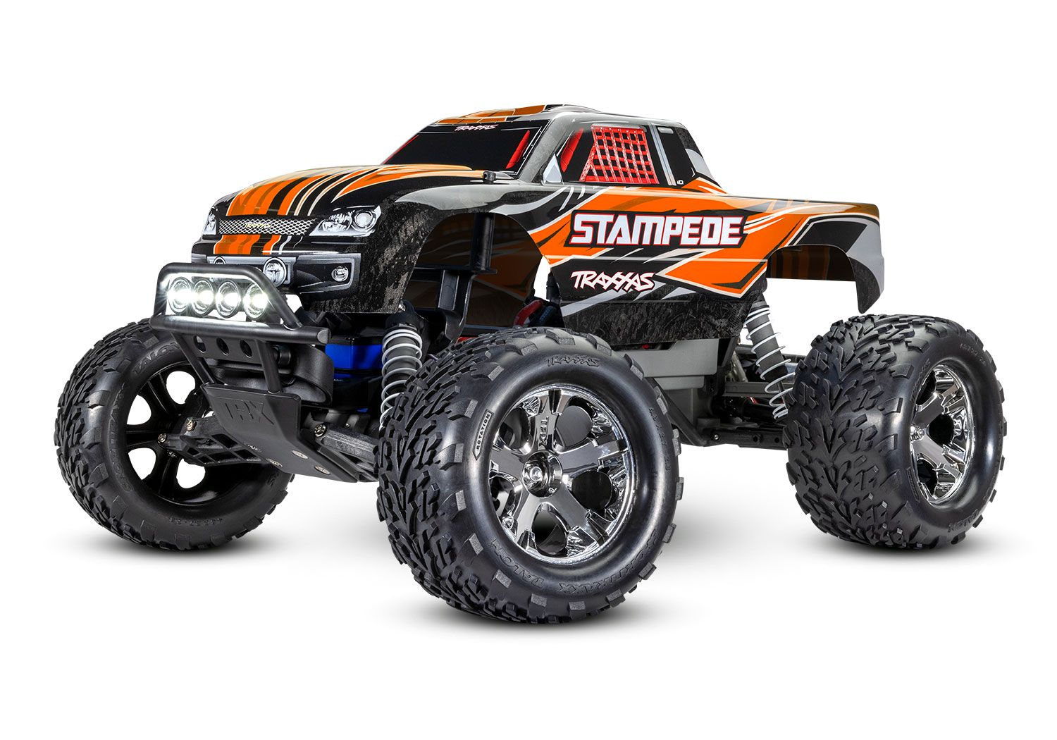 TRAXXAS 36054-61 Stampede 1/10 monster truck RTR, with TQ 2.4GHz radio, XL-5® ESC, 8.4V NiMH 3000 mAh Power Cell™ battery, 4-amp DC Fast Charger, LED lighting, and ProGraphix® painted body.