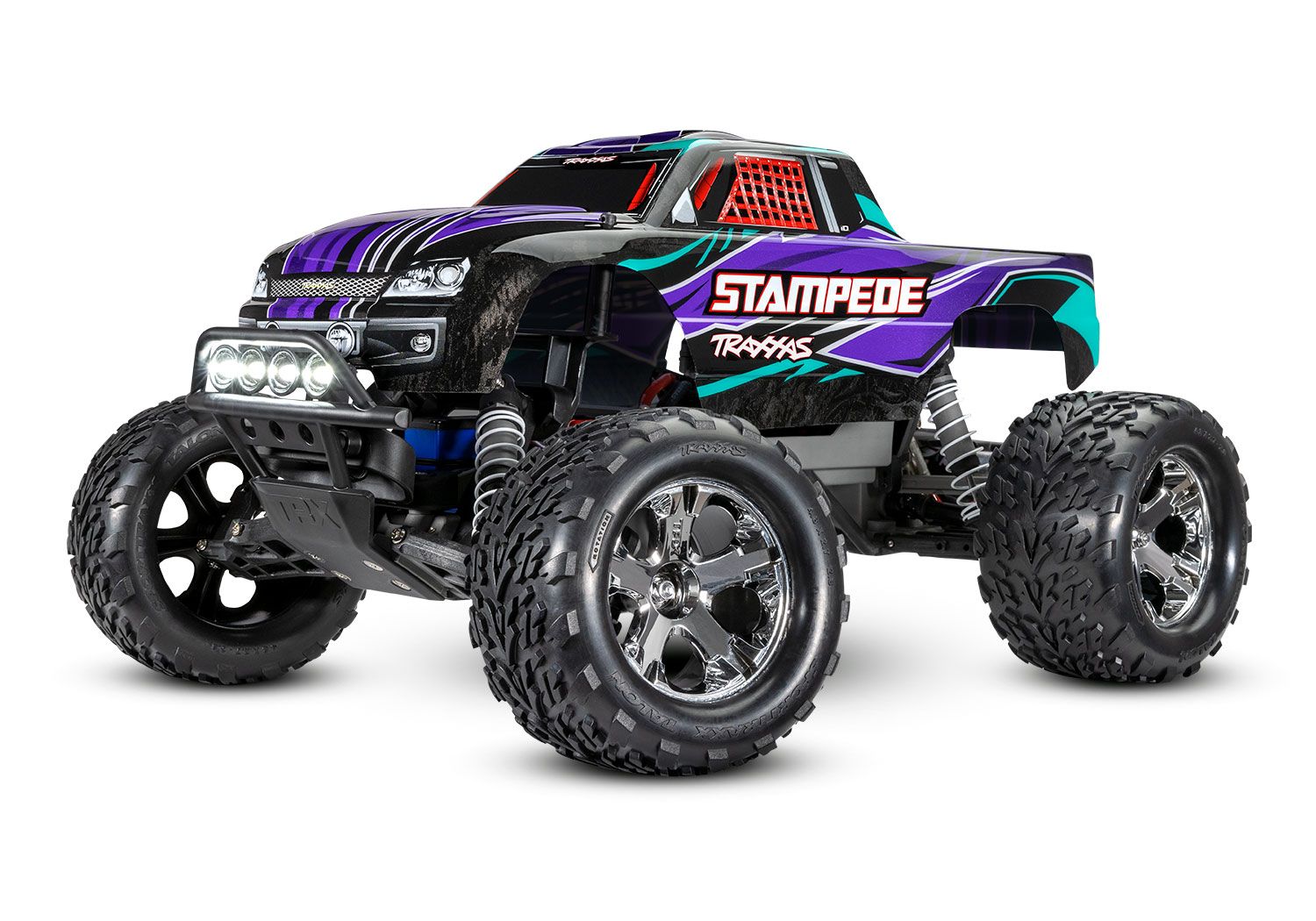 TRAXXAS 36054-61 Stampede 1/10 monster truck RTR, with TQ 2.4GHz radio, XL-5® ESC, 8.4V NiMH 3000 mAh Power Cell™ battery, 4-amp DC Fast Charger, LED lighting, and ProGraphix® painted body.