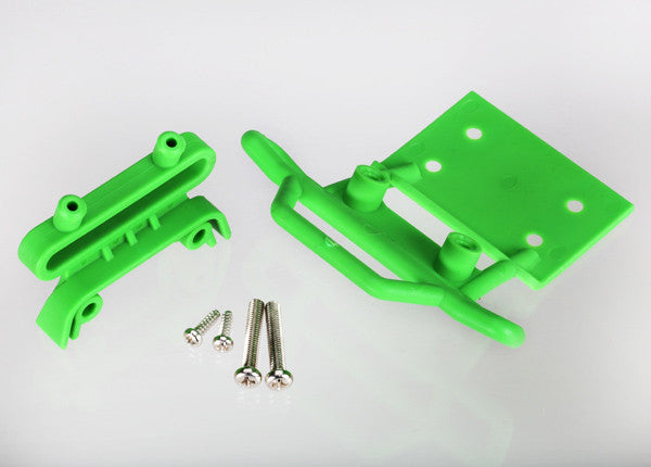 TRAXXAS 3621A Bumper, front / bumper mount, front / 4x23mm RM (2)/ 3x10mm RST (2) (green)