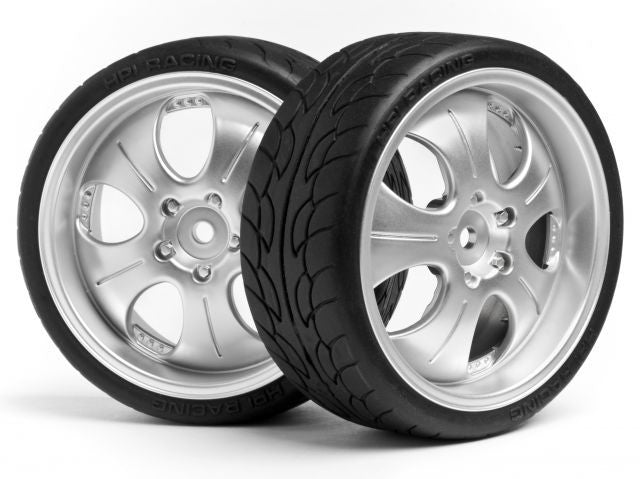 HPI 4724 Mounted Low Tread Tire Matte Chrome *DISC*