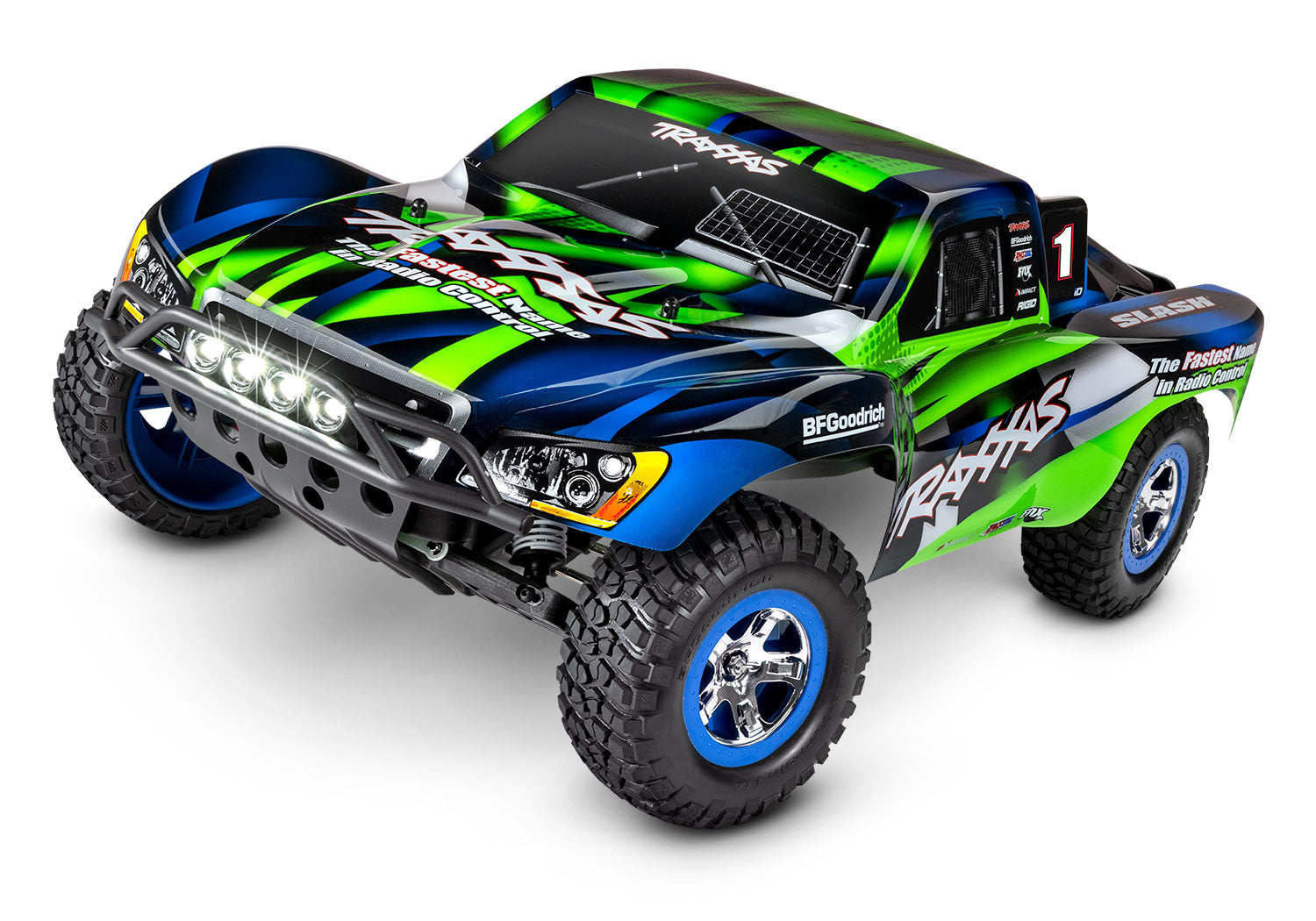 TRAXXAS 58034-61 Slash 1/10 scale waterproof 2WD short course truck. RTR, with TQ™ 2.4GHz radio system, XL-5® Electronic Speed Control, 8.4V NiMH 3000mAh battery, 4-amp DC Charger, LED lighting, and painted body.
