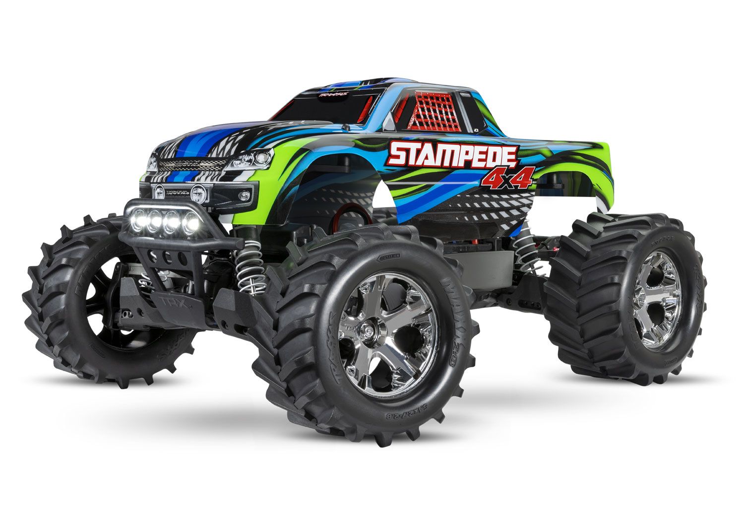 TRAXXAS 67054-61 Stampede 4X4 1/10 4WD monster truck RTR, with TQ 2.4GHz radio, XL-5 ESC, 8.4V NiMH 3000mAh battery, 4-amp DC Fast Charger, LED lighting.