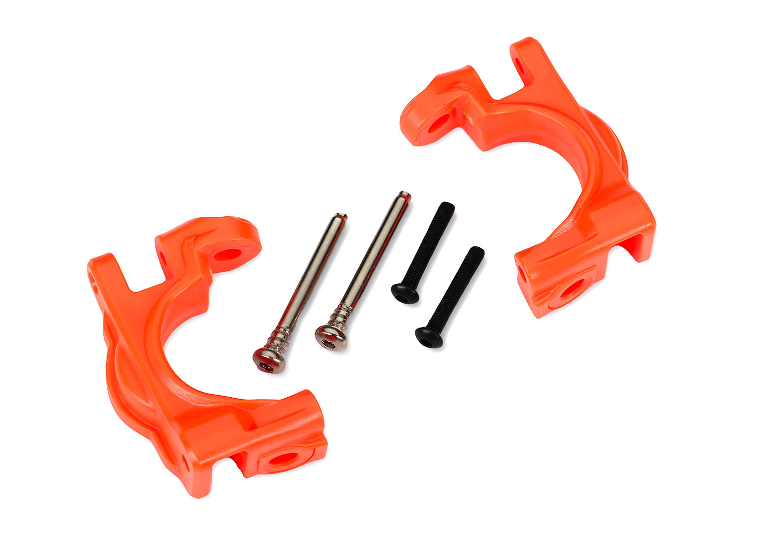TRAXXAS 9032T Caster blocks (c-hubs), extreme heavy duty, orange (left & right)/ 3x32mm hinge pins (2)/ 3x20mm BCS (2) (for use with #9080 upgrade kit)
