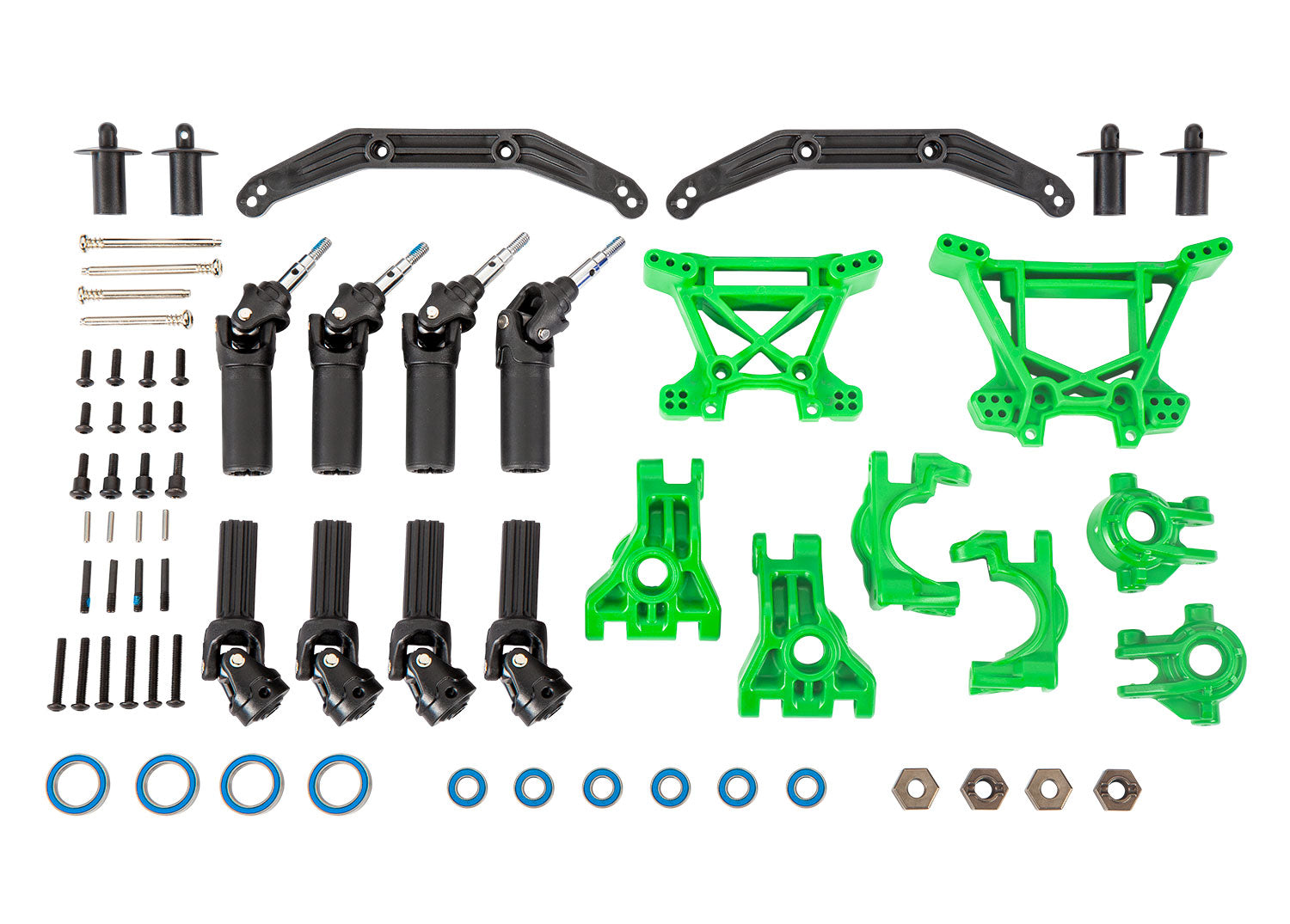TRAXXAS 9080G Outer Driveline & Suspension Upgrade Kit, extreme heavy duty, green