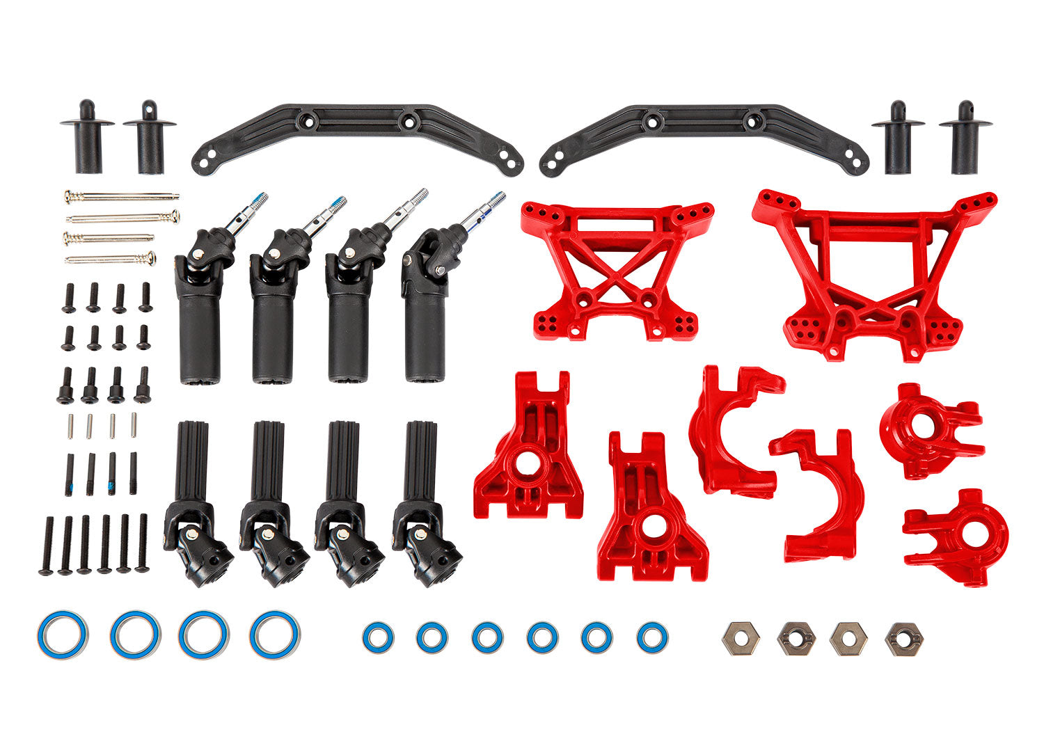TRAXXAS 9080R Outer Driveline & Suspension Upgrade Kit, extreme heavy duty, red