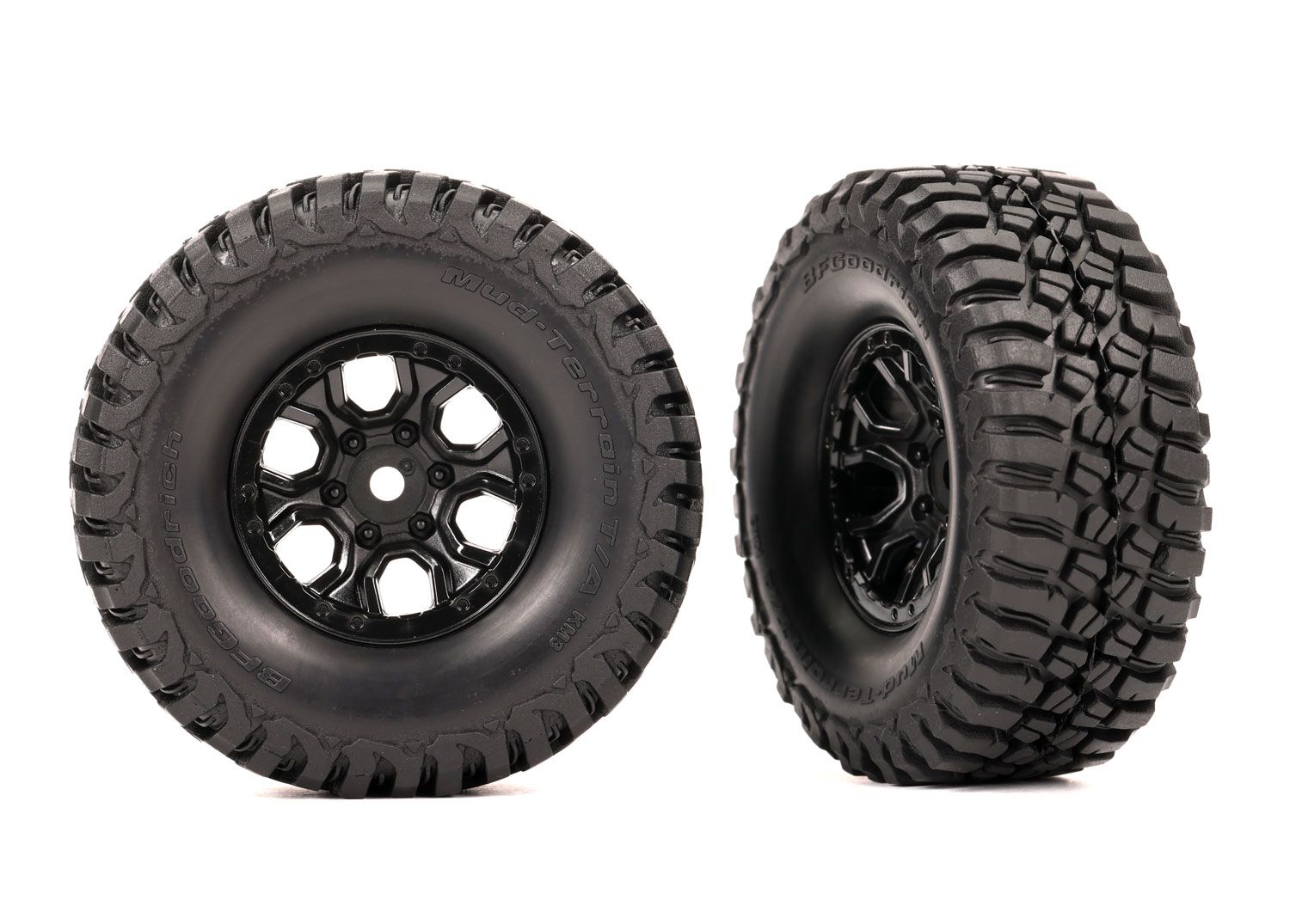 TRAXXAS 9774 Tires & wheels, assembled (black 1.0" wheels, BFGoodrich® Mud-Terrain™ T/A® KM3 2.2x1.0" tires) (2)