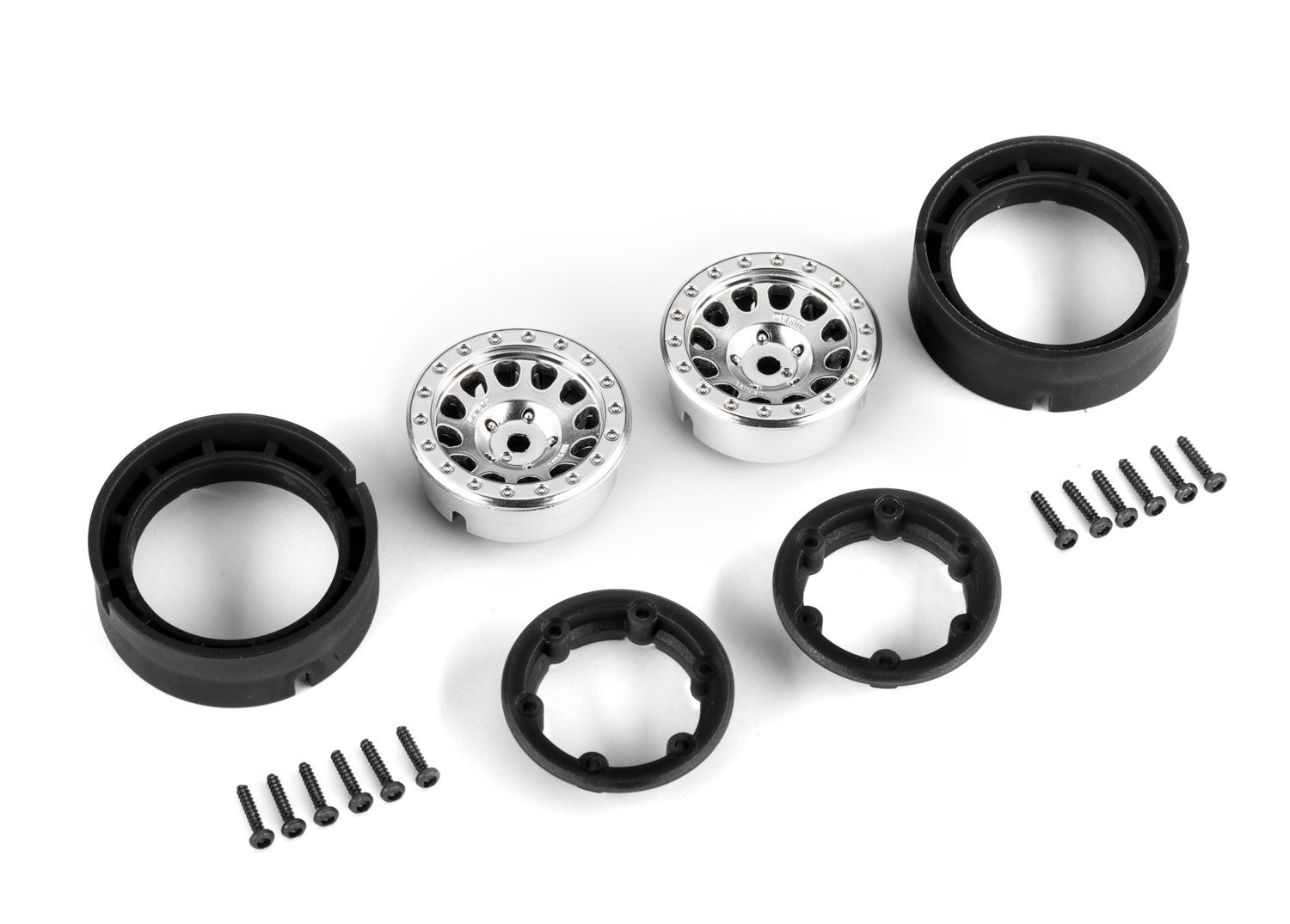 TRAXXAS 9781-SATIN Wheels, 1.0", Method Race Wheels® 105 Beadlock (satin chrome, beadlock) (2)