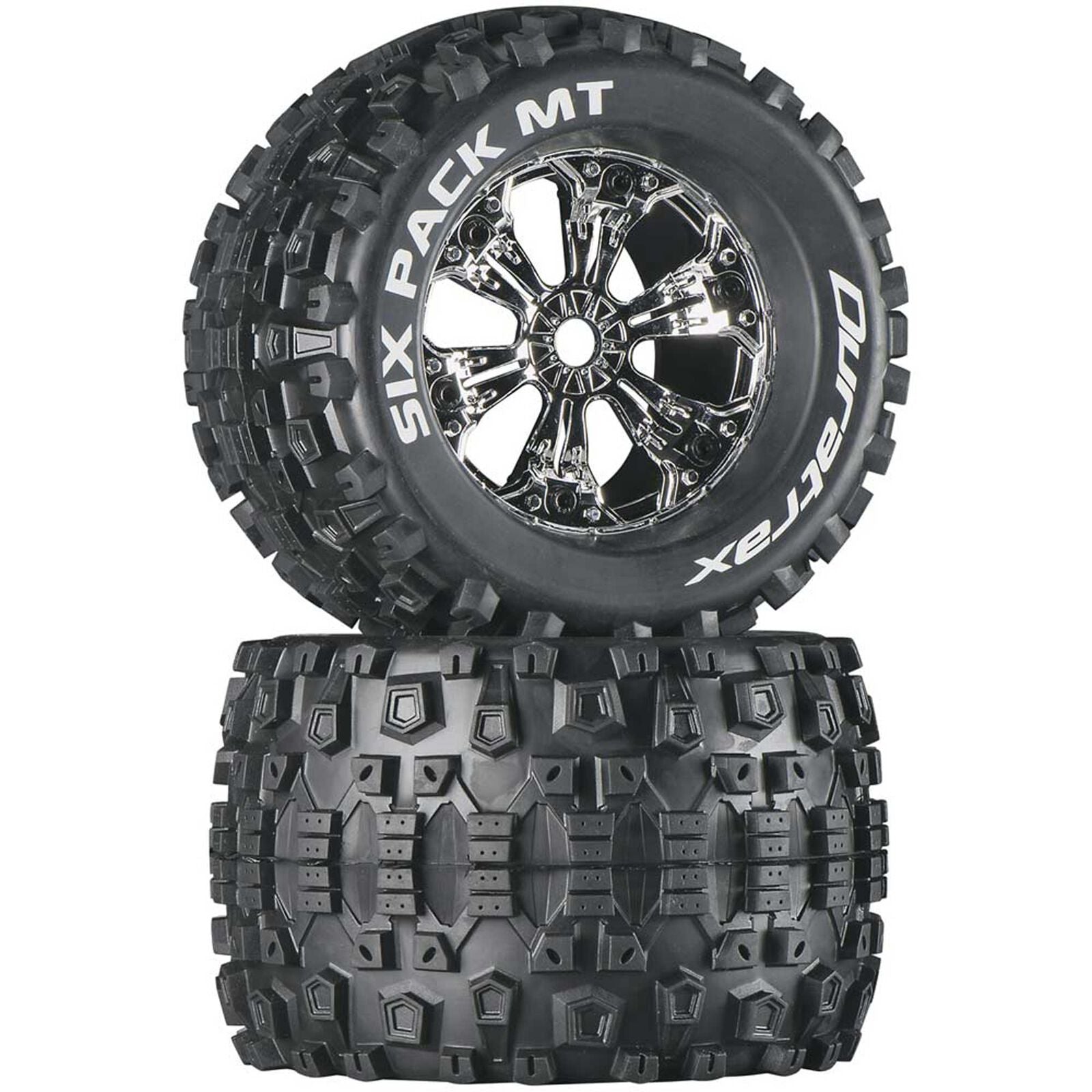 DURATRAX DTXC3583 Six-Pack MT 3.8" Mounted Tires, Chrome (2)