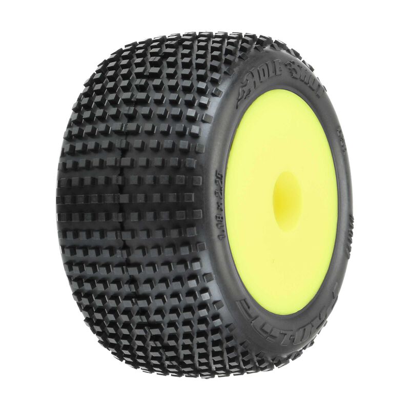 PROLINE 10177-12 1/18 Hole Shot F/R Mini Pre-Mounted Tires 8mm (2) Yellow
