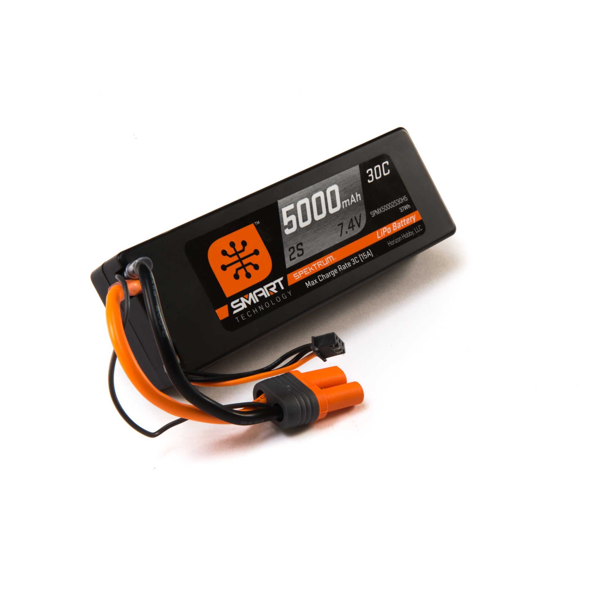 SPEKTRUM SPMX50002S30H5 7.4V 5000mAh 2S 30C Smart Hardcase LiPo Battery: IC5