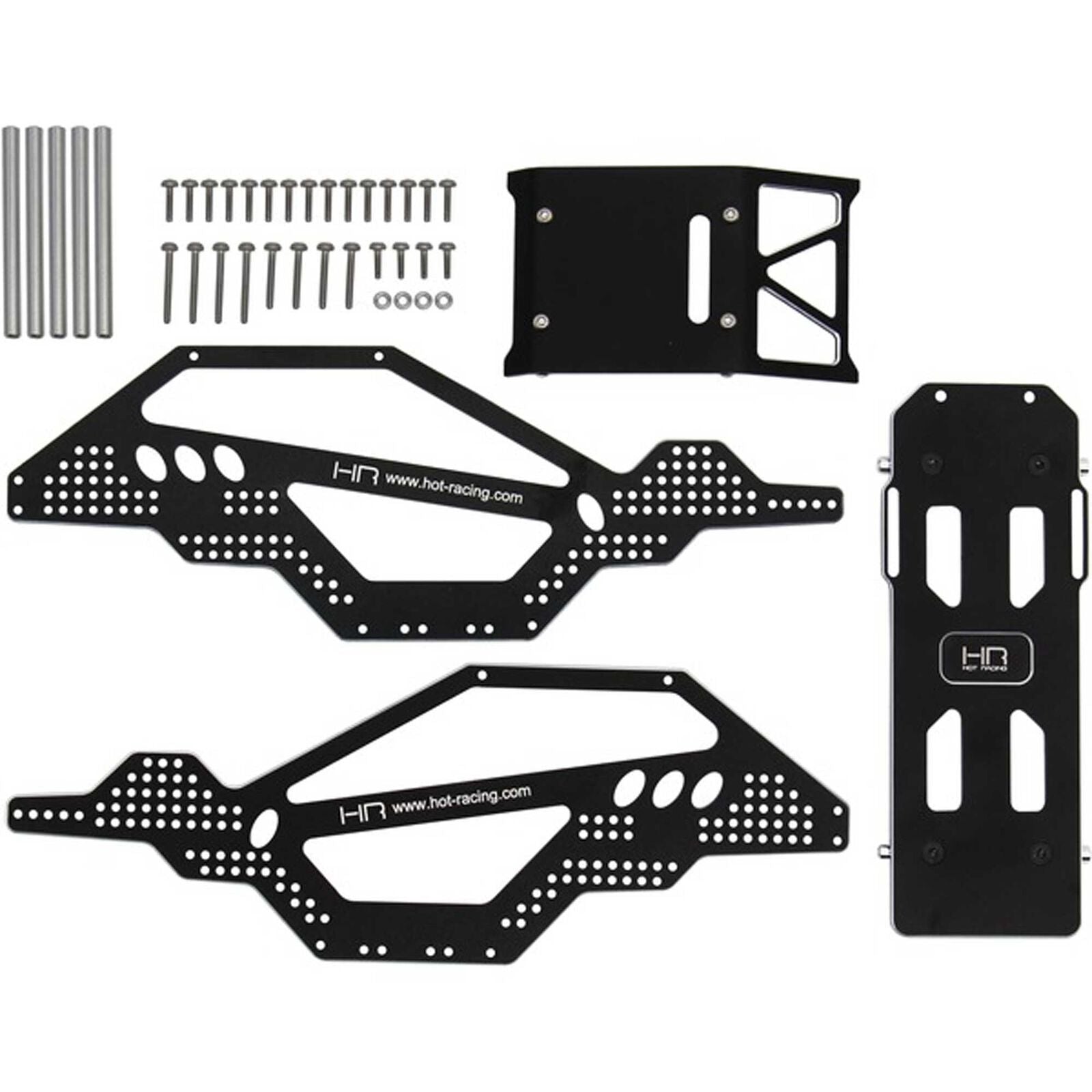 HOT RACING SXTF14RR01 Aluminum Rock Racer Conversion Chassis Black for SCX24