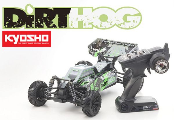 KYOSHO 30993T2B Dirt Hog 1/10th 4WD Electric Off Road Buggy w/2.4GHz, Battery & Charger (Green)