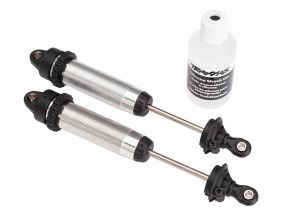 TRAXXAS 8450 Shocks, GTR, 134mm, silver aluminum fully assembled w/o springs front, threaded (2)