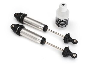 TRAXXAS 8460 Shocks, GTR, 139mm, silver aluminum fully assembled w/o springs rear, threaded (2)