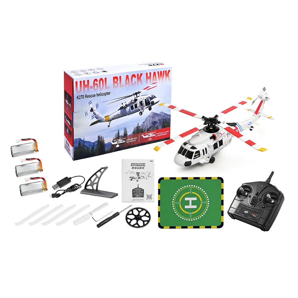 RC PRO K270 Brushless Black Hawk UH-60L 4CH FLybarless RC Helicopter With Optical Flow