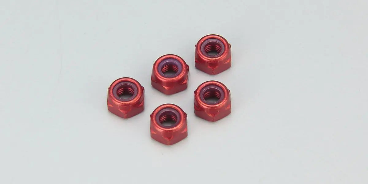 KYOSHO 1-N3033NA-R Nut(M3x3.3) Nylon (Aluminium/Red/5pcs)