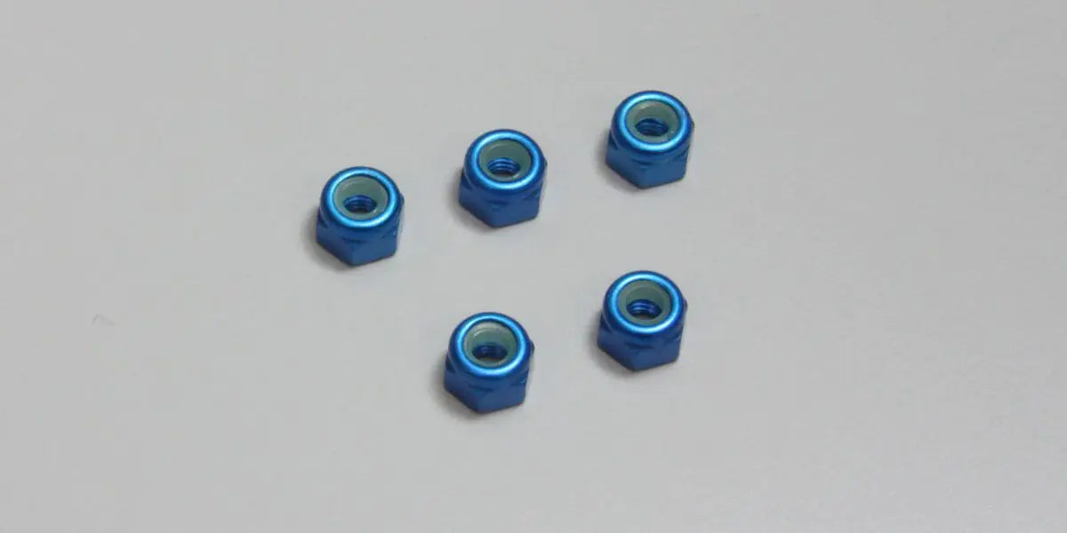 KYOSHO 1-N3043NA-B Nut(M3x4.3) Nylon (Aluminium/Blue/5pcs)