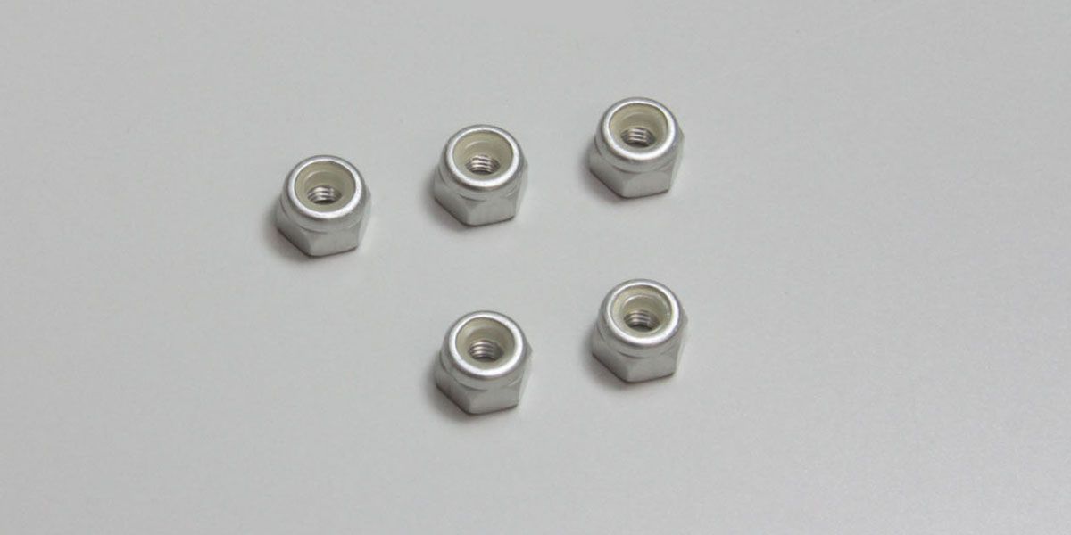 KYOSHO 1-N3043NA-S Nut(M3x4.3)Nylon(Aluminium/Silver/5pcs)