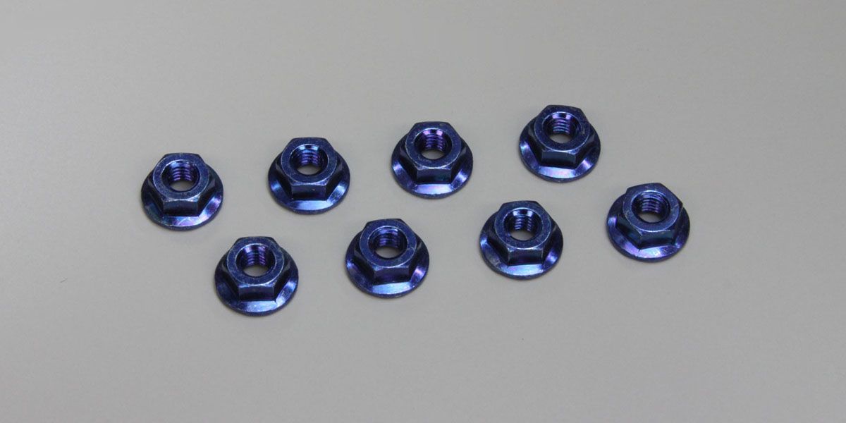 KYOSHO 1-N4045F-B Nut(M4x4.5) Flanged (Steel/Blue/8pcs)
