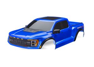 TRAXXAS 10112-BLUE Body, Ford Raptor R, complete (blue) (includes grille, tailgate trim, side mirrors, decals, & clipless mounting) (requires #10124 & 10125 body mounts)