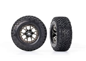 TRAXXAS 10186-BLKCR Tires & wheels, assembled, glued (Ford Raptor R black chrome wheels, BFGoodrich® All-Terrain™  T/A® KO2 tires, foam inserts) (2) (2WD front)