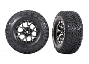 TRAXXAS 10187-BLKCR Tires & wheels, assembled, glued (Ford Raptor R black chrome wheels, BFGoodrich® All-Terrain™  T/A® KO2 tires, foam inserts) (2) (4WD front/rear, 2WD rear)
