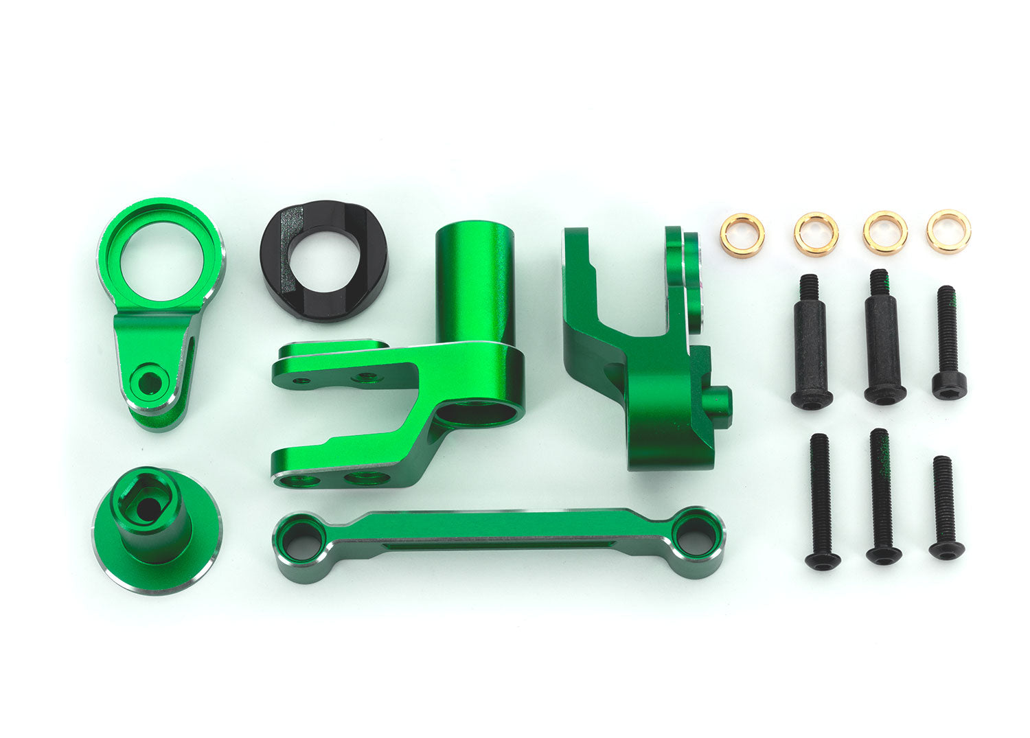 TRAXXAS 10246-GREEN Steering bellcranks, draglink (green-anodized 6061-T6 aluminum)/ bellcrank bushing (1)/ 3x20mm BCS (with threadlock) (2)/ 3x20mm shoulder screws (with threadlock) (2)/ 3x15mm (Copy) (Copy)