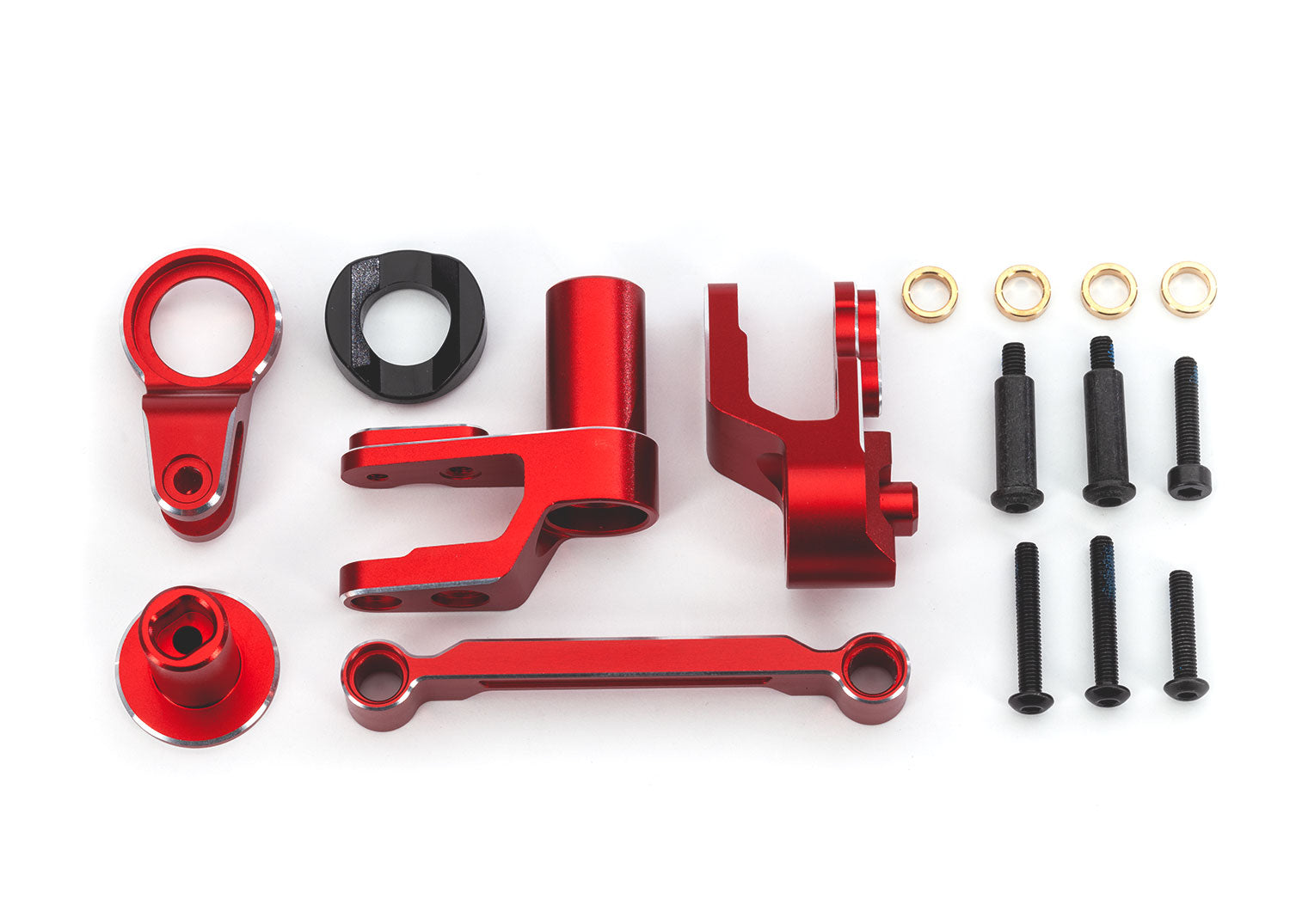 TRAXXAS 10246-RED Steering bellcranks, draglink (red-anodized 6061-T6 aluminum)/ bellcrank bushing (1)/ 3x20mm BCS (with threadlock) (2)/ 3x20mm shoulder screws (with threadlock) (2)/ 3x15mm (Copy) (Copy) (Copy)