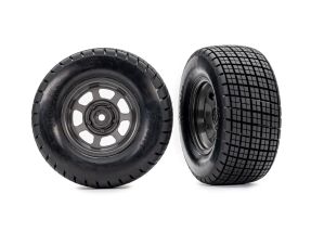 TRAXXAS 10474 Tires & wheels, assembled, glued (dirt oval, graphite gray wheels, Hoosier® tires, foam inserts) (2) (4WD front/rear, 2WD rear only)