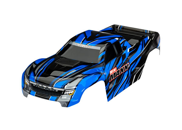 TRAXXAS 10711-BLUE Body, Mini Maxx, blue (painted, decals applied)