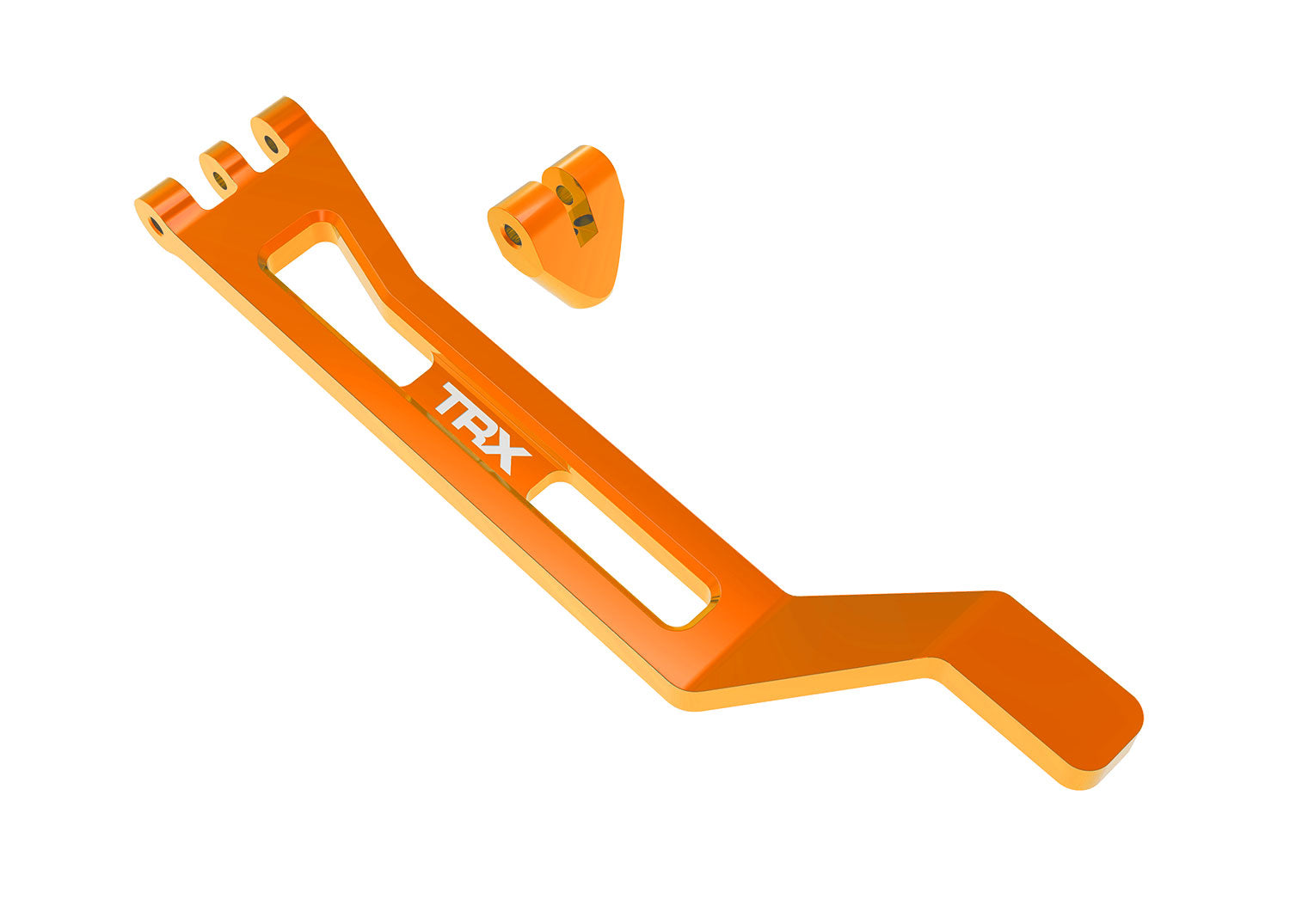 TRAXXAS 10726-ORANGE Battery hold-down, hold-down post (orange-anodized 6061-T6 aluminum)/ 3x15mm BCS (with threadlock) (1)