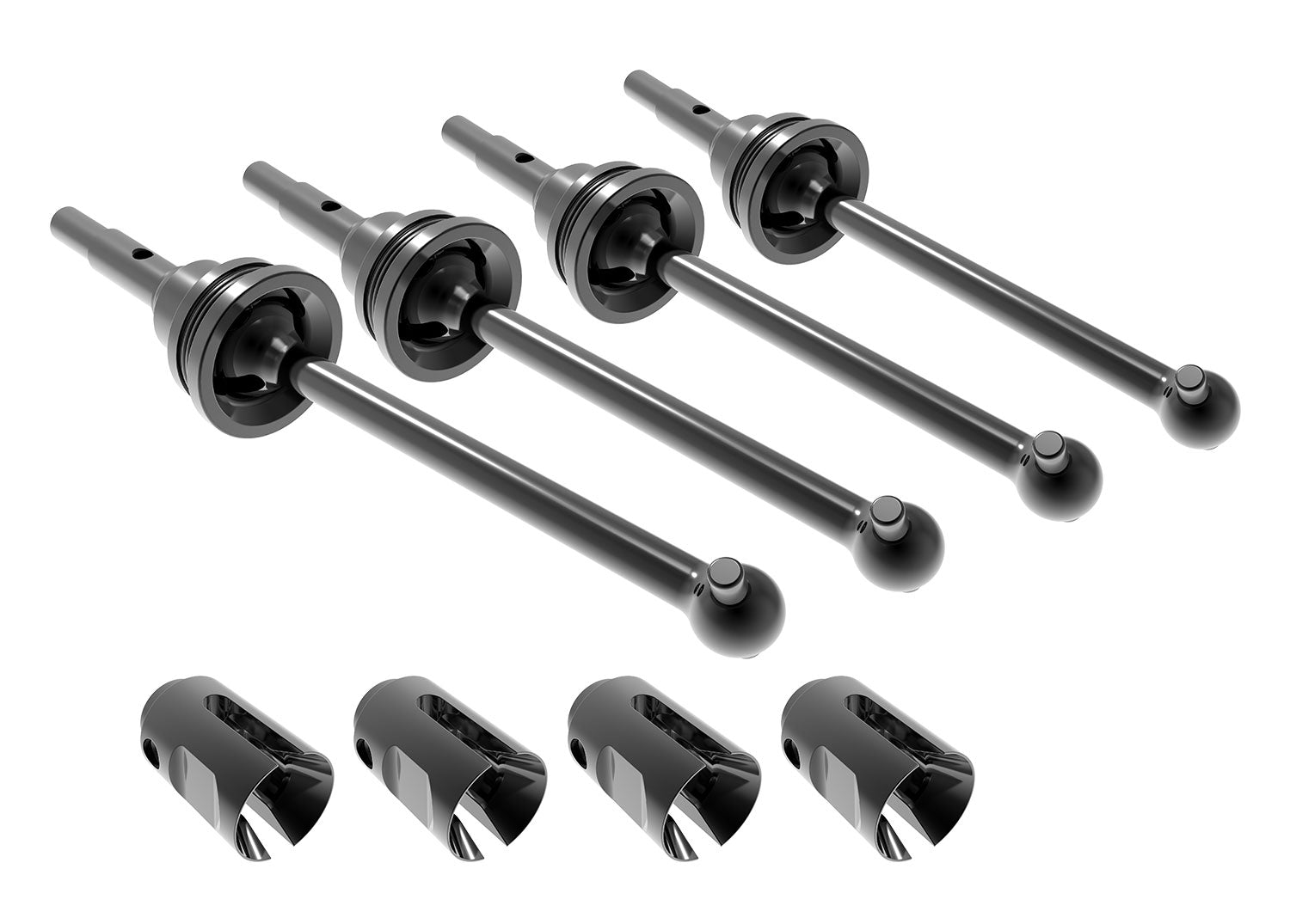 TRAXXAS 10750X Driveshafts, steel constant-velocity (assembled) front or rear (4)/ drive cups (4)/ screw pins (4)