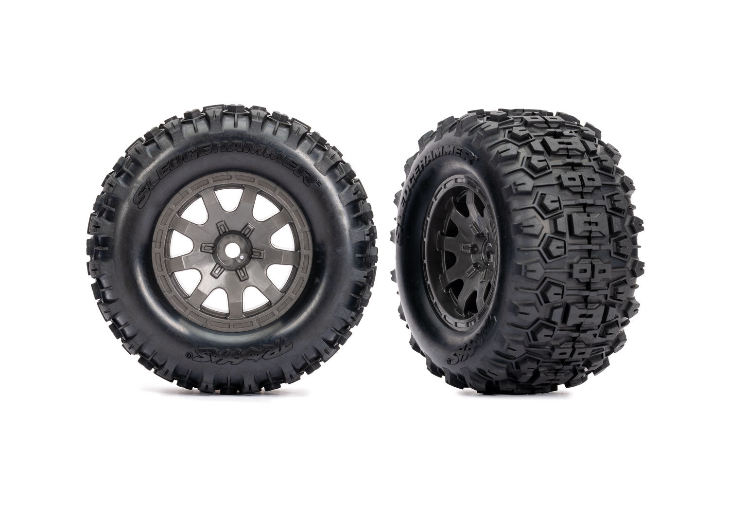 TRAXXAS 10771-GRAY Gray Front Wheels w/ Sledgehammer Tires (2)
