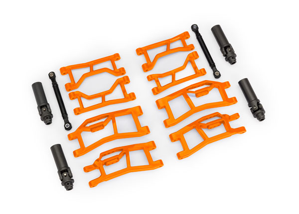 TRAXXAS 10790-ORNG Suspension kit, Mini Maxx WideMaxx, orange (includes front & rear suspension arms, front toe links & outer half shafts (extended))