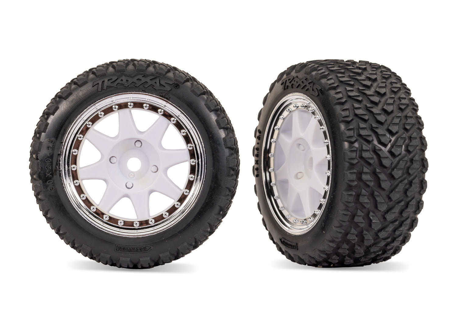 TRAXXAS 10872-WHTC White Front Mini Rally Wheels with Tires (Hard) (2)
