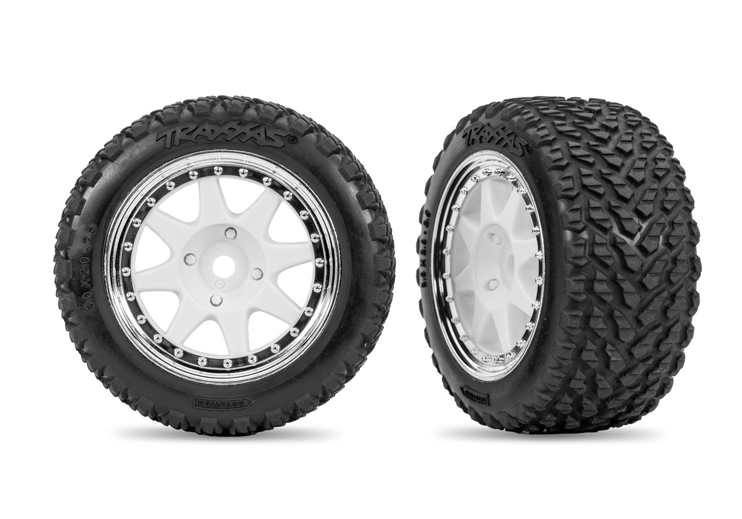 TRAXXAS 10873-WHTC White Rear Mini Rally Wheels with Tires (Soft) (2)