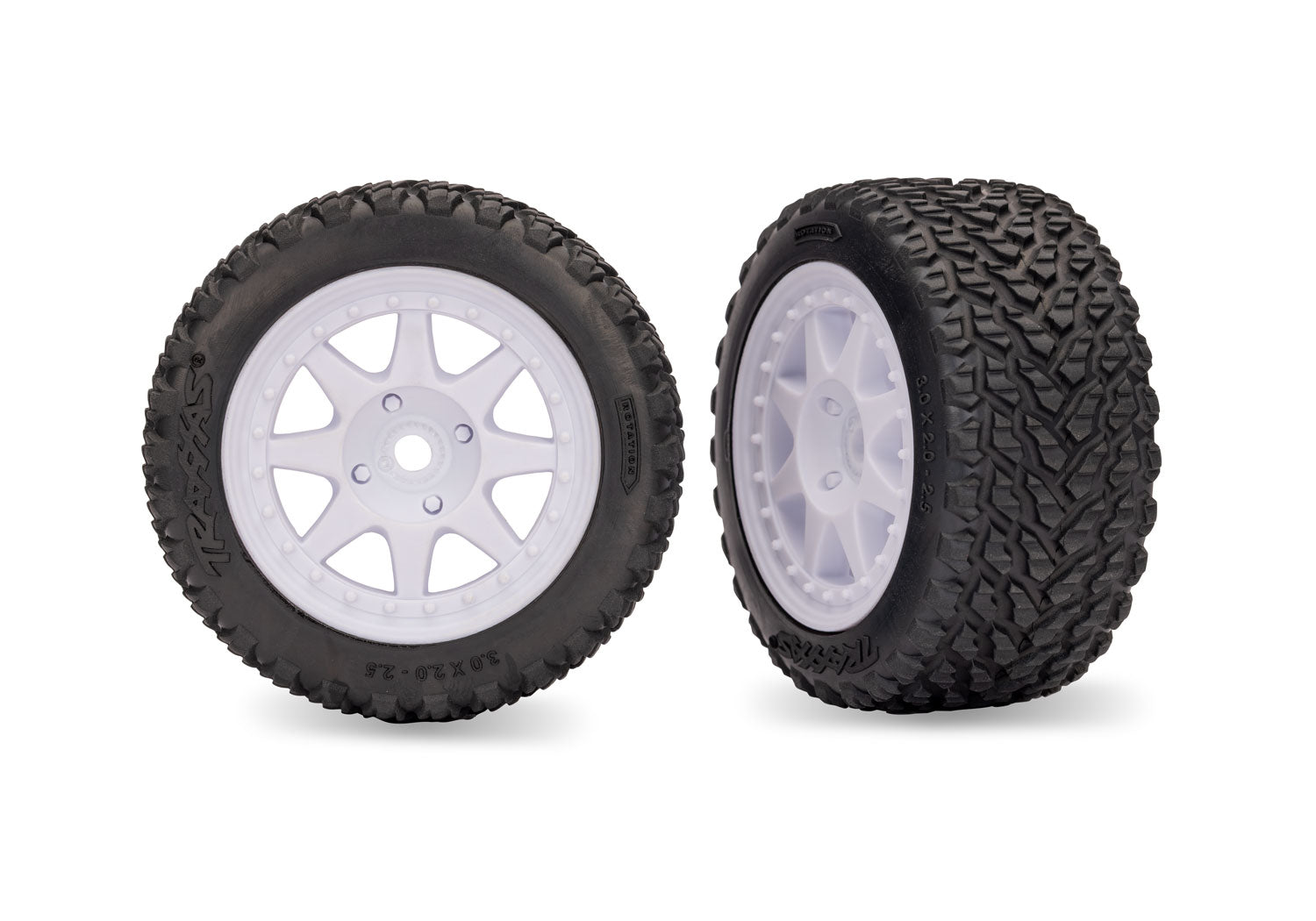 TRAXXAS 10873-WHT White Rear Mini Rally Wheels with Tires (Soft) (2)